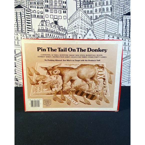 Vintage 1981 Pin The Tail On The Donkey Party 80s Game Golden RARE Complete - Picture 3 of 10